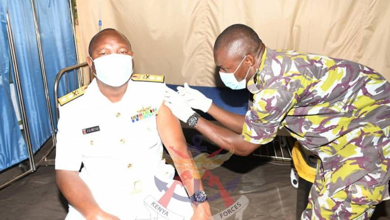 COMMANDER KENYA NAVY LEADS THE KENYA NAVY IN THE  COVID-19 VACCINATION