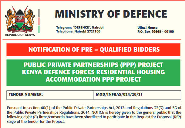 NOTIFICATION OF PRE – QUALIFIED BIDDERS