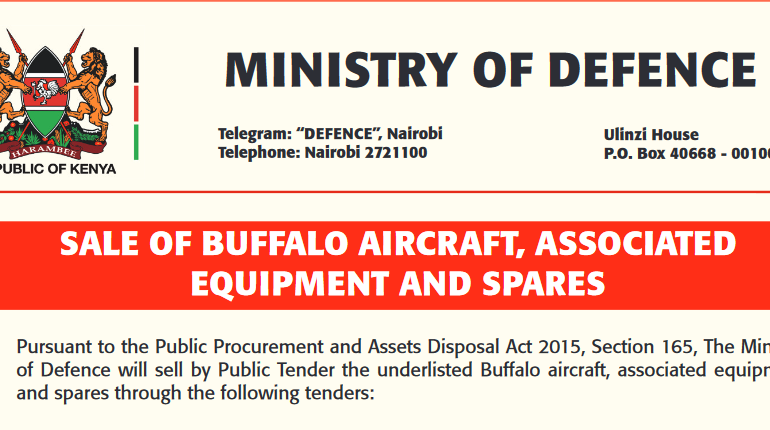 SALE THE UNDER LISTED BUFFALO AIRCRAFT