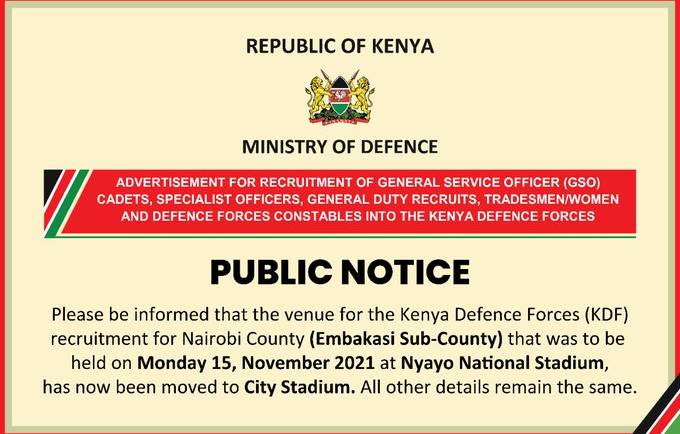 PUBLIC NOTICE: CHANGE OF VENUE
