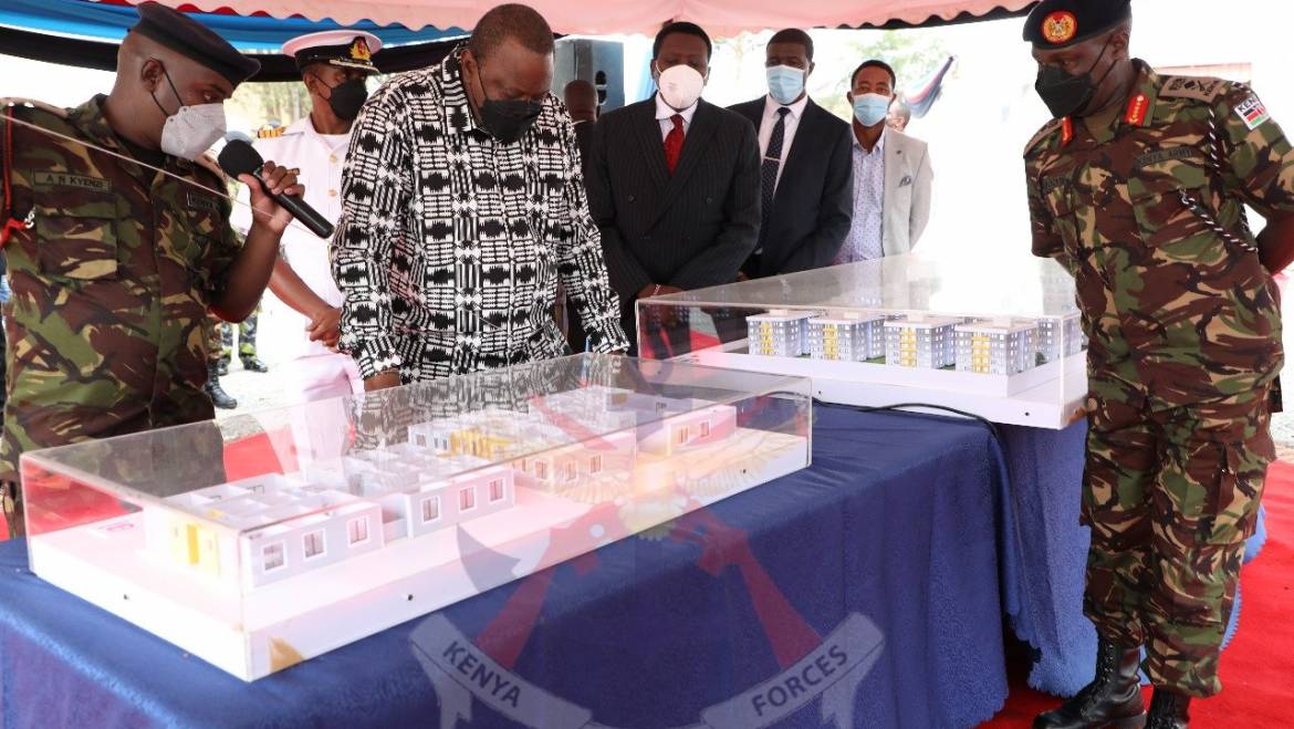 PRESIDENT UHURU KENYATTA COMMISSIONS CONSTRUCTION OF RESIDENTIAL HOUSES FOR THE KDF SERVICE MEMBERS AT ROYSAMBU MILITARY CAMP.