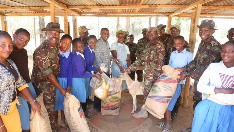 KDF TROOPS DONATE EXAM AID MATERIAL TO PRIMARY SCHOOL IN LAIKIPIA