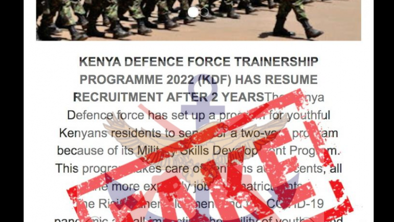 FAKE KDF RECRUITMENT ADVERTISEMENT
