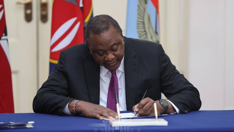 PRESIDENT UHURU KENYATTA SIGNS INTO LAW THE MILITARY VETERANS BILL, 2022.