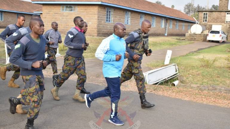 COMMANDER KENYA AIR FORCE LEADS TROOPS IN UNDERTAKING A DEFENSE FORCES PHYSICAL READINESS TEST