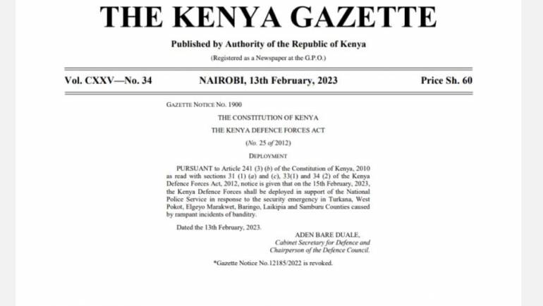 KDF DEPLOYED TO COMBAT BANDITRY IN THE NORTH RIFT
