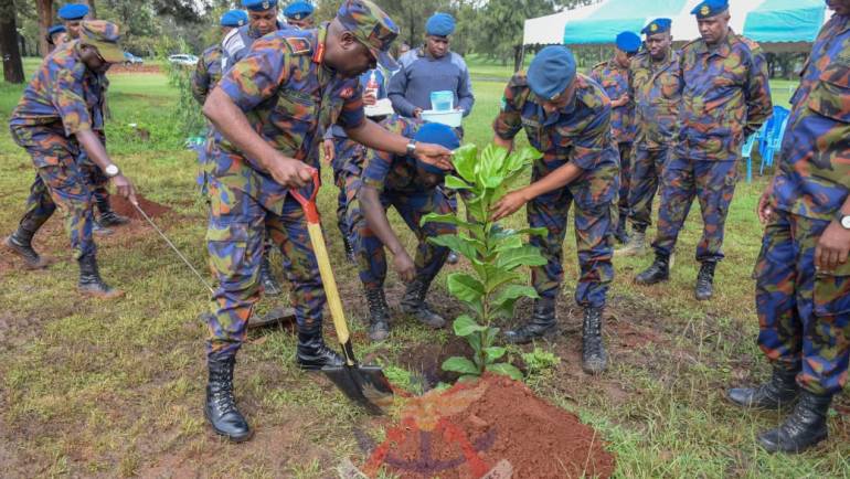COMMANDER KENYA AIR FORCE LEADS PERSONNEL IN TREE PLANTING EXERCISE