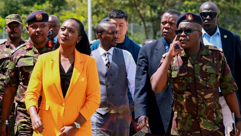 DEFENCE CS HON. SOIPAN TUYA AND SPORTS CS MVURYA INSPECT KASARANI STADIUM
