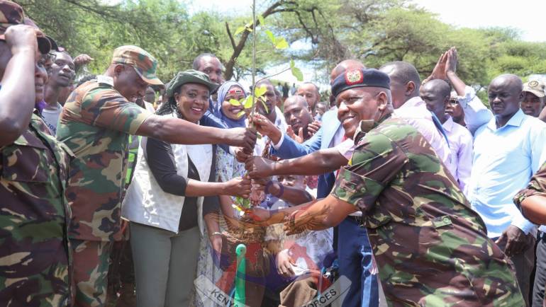 DEFENCE CS LEADS TREE PLANTING EXERCISE IN ISIOLO 