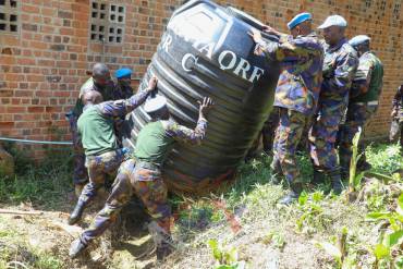 KENYAN TROOPS IN DRC HAND OVER WATER TANK TO CATHOLIC PARISH IN NORTH KIVU