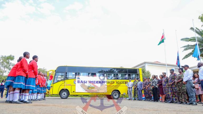 CS DEFENCE HANDS OVER NEW SCHOOL BUS TO MOI FORCES ACADEMY NAIROBI