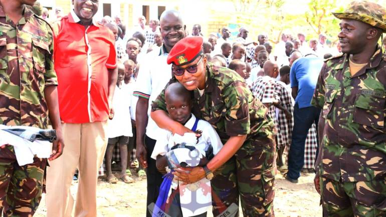 KDF TROOPS SUPPORT LEARNERS AT CHEMOLINGOT