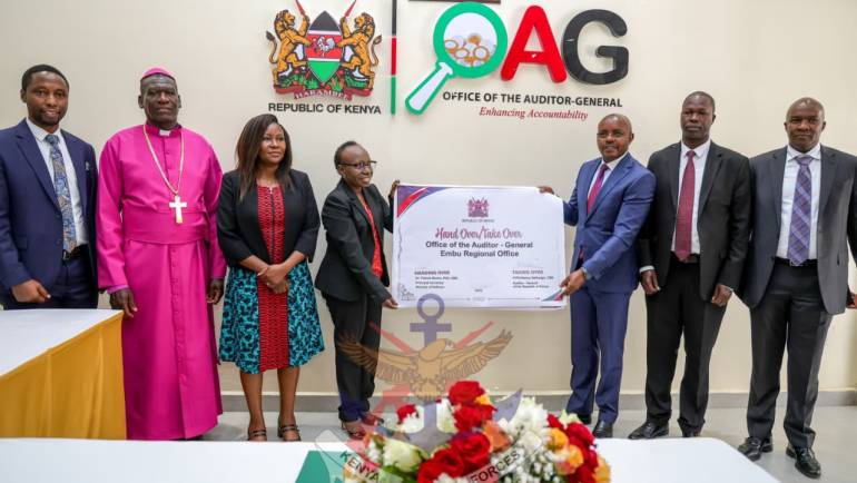 DEFENCE PS JOINS AUDITOR GENERAL IN COMMISSIONING NEW EMBU REGIONAL OFFICE BLOCK 