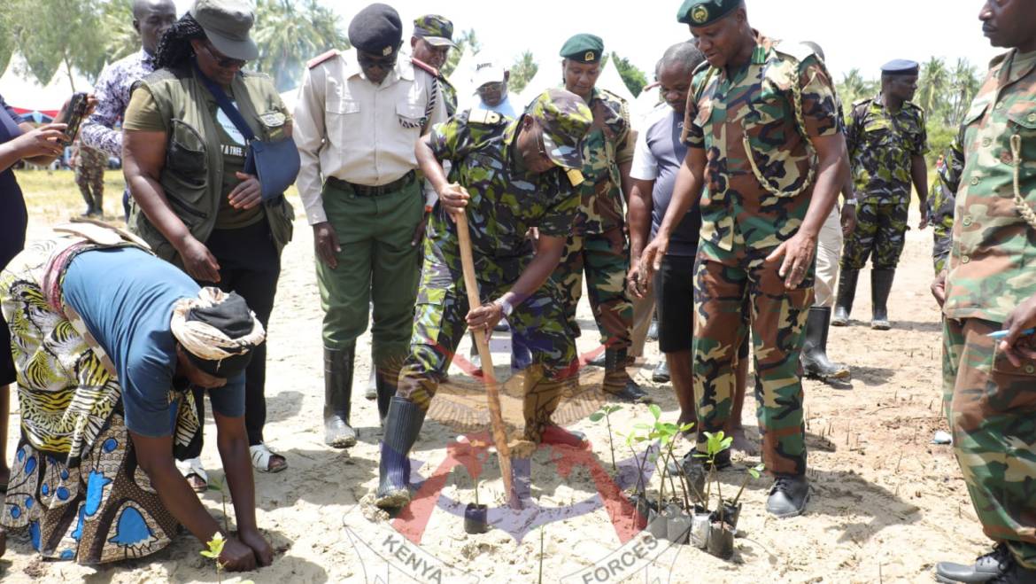 COMMANDER KENYA NAVY LEADS MANGROVE TREE GROWING EXERCISE IN KILIFI COUNTY