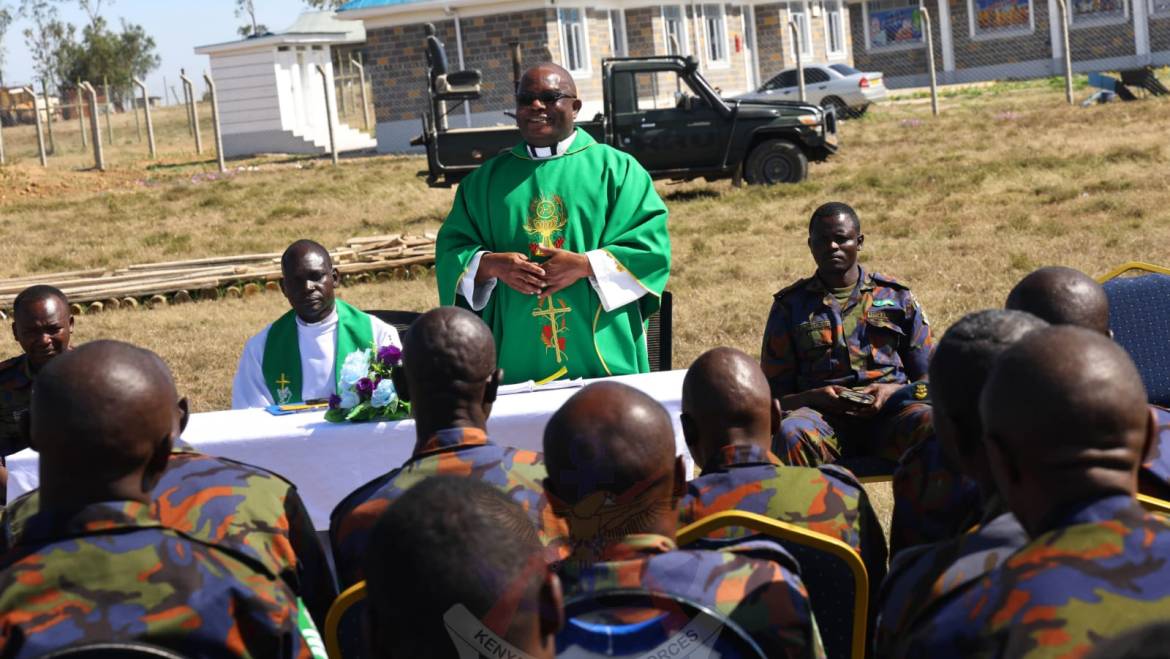 PRINCIPAL CHAPLAIN OFFICIATES BLESSING OF NEW CHURCH SITE AT NAROK FORWARD OPERATING BASE