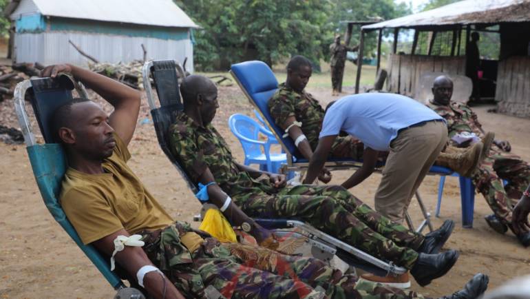 KDF TROOPS REINFORCE LAMU HEALTH SYSTEMS WITH BLOOD DONATION DRIVE