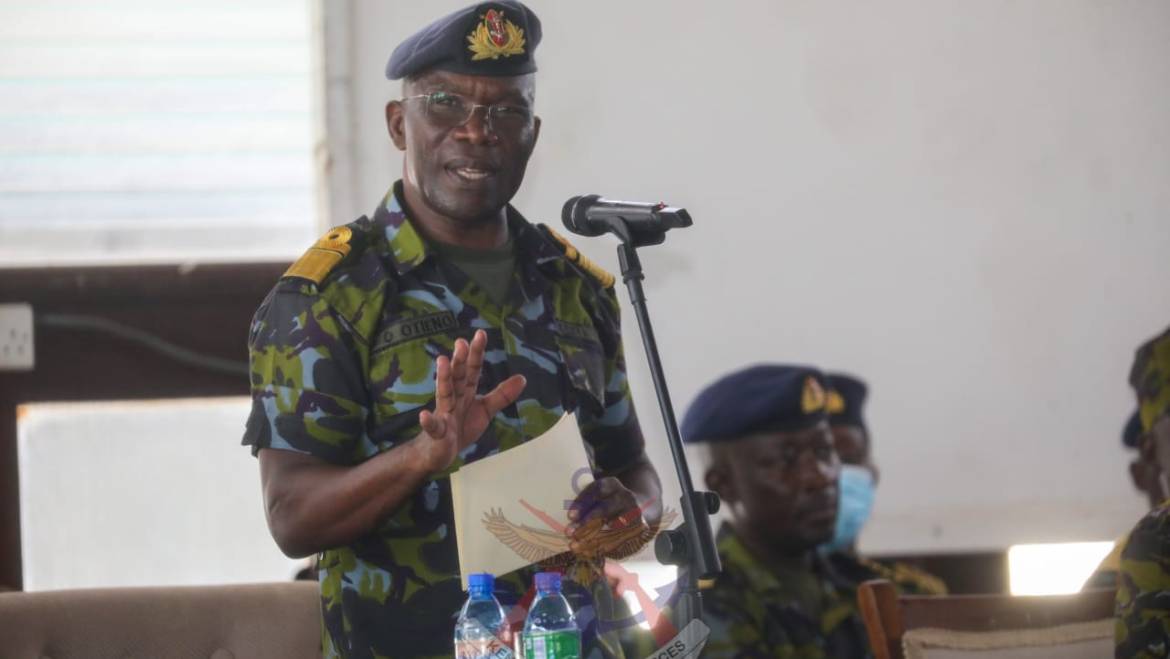 COMMANDER KENYA NAVY HOLDS CLEAR LOWER DECK FOR NAVAL PERSONNEL