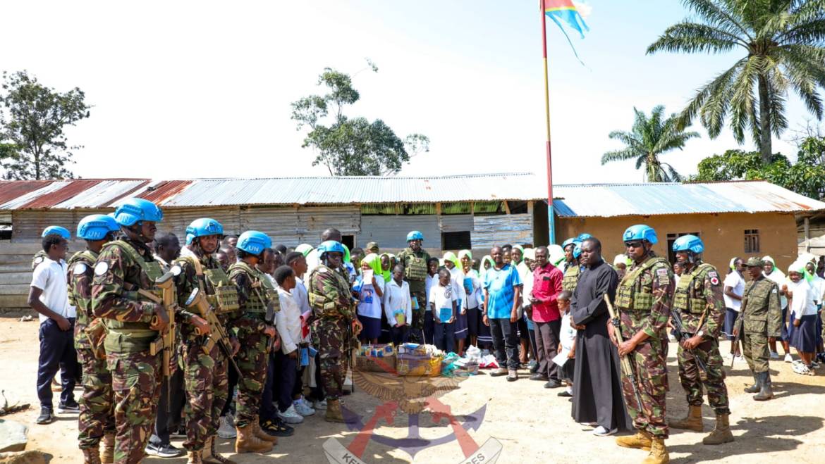 KENYAN PEACEKEEPERS URGE EDUCATION OVER GUNS AT KARTUSI SECONDARY SCHOOL