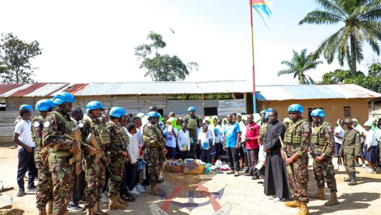 KENYAN PEACEKEEPERS URGE EDUCATION OVER GUNS AT KARTUSI SECONDARY SCHOOL