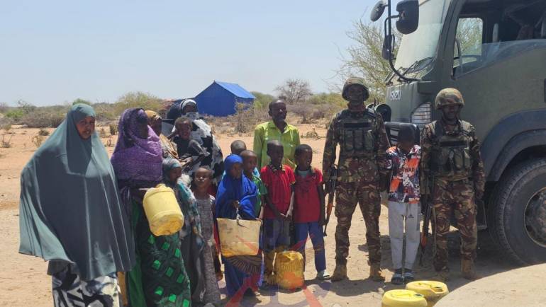 KDF TROOPS CONDUCT HUMANITARIAN WATER SUPPLY EXERCISE IN WAJIR SOUTH