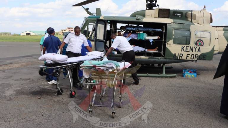 KDF AIRLIFTS GILGIL FIRE WOUNDED TO SPECIALIZED CARE