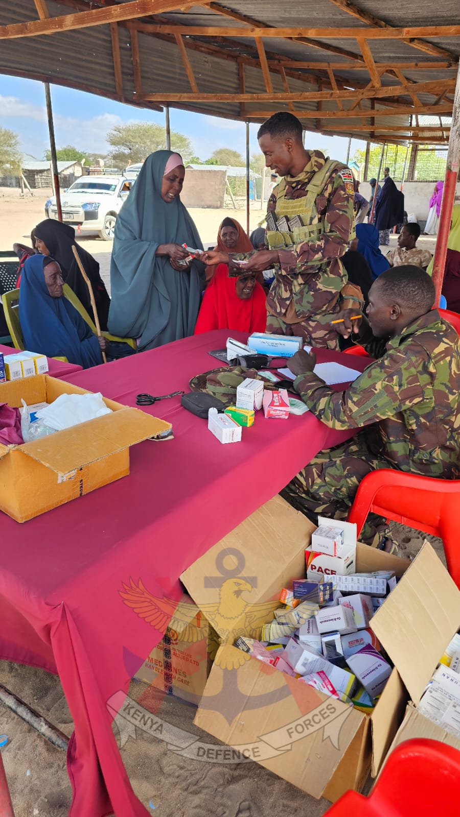 KDF TROOPS EXTEND MEDICAL CARE AND FOOD SUPPORT